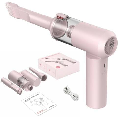 Mini sladdlös dammsugare Högpresterande hopfällbar dammsugare 2 i 1 handdammsugare för bil och hem (rosa)