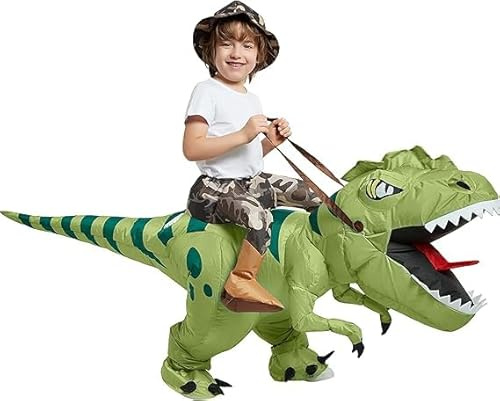 REWIAR Inflatable Dinosaur Costume for Adult - Riding T-Rex Air Blowing up Funny Fancy Dress Party Halloween Costume (S)