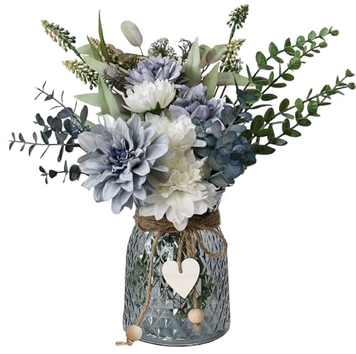 Gcroet Konstblommor i vas 15 cm utsökt vas med konstgjorda blommor och rep lätt att rengöra konstgjorda blommor i vas för bord bordsuppsats vardagsrumsdekor.