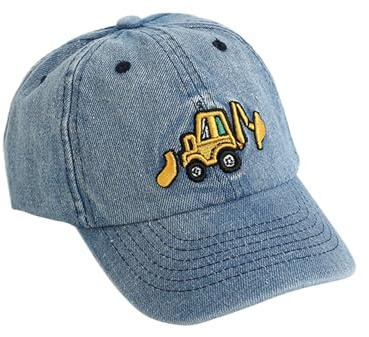 QKURT Cappellino da Baseball per Bambini, Berretto Sportivo Estivo da Spiaggia con Protezione Solare, Cappello da Pescatore con Motivo a Escavatore per Bambini dai 3 agli 8 Anni
