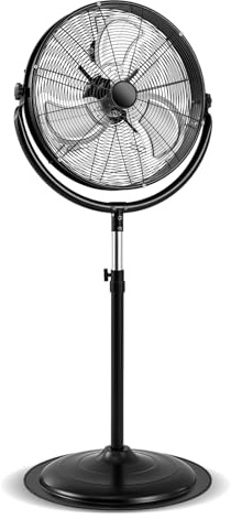 TANGZON 20 Metal Pedestal Fan, 120W High Velocity Air Cooling Fan with 3 Speed Settings, Adjustable Height, 360° Rotation & Aluminum Blades, Electric Floor Standing Fans for Home Bedroom Office Gym