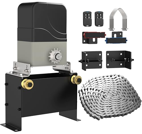 Blütezeit 1100lb Sliding Gate Opener - Chain Drive Electric Gate Motor with 2 Remotes & 16.4ft Chains Hardware Kit, Automatic Slide Gate Operator for Driveway Gates Acess System
