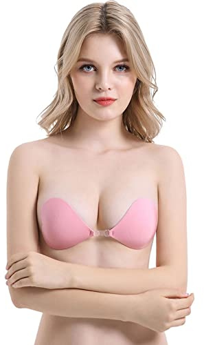 Generisch Soutien-gorge adhésif dos nu - Grandes et petites tailles de poitrine - Réutilisable - Solution discrète pour les tenues décontractées - Bonnets - Coussinets de tétons Dirndl - Blanc/noir, D