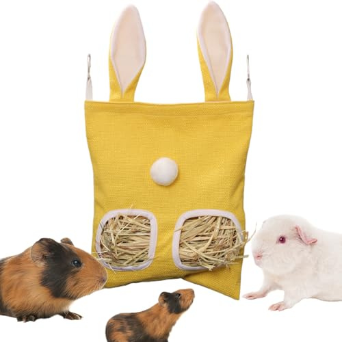 Hay Dispenser for Rabbits, Feeder Bag with 2 Openings - Rodent Resistant Food Container Large Capacity Small Animal Cage Accessories for Chinchillas, Rabbits, Hamsters