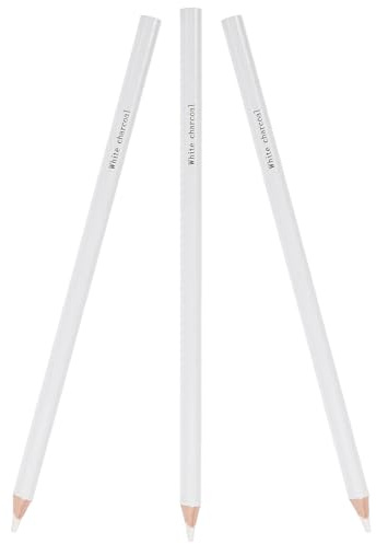 ifundom Lot de 3 Crayons de Fusain Blanc pour Dessin Artistique Croquis et Peinture au Fusain Blanc sur Papier Foncé Outils de Peinture pour Étudiants et Artistes