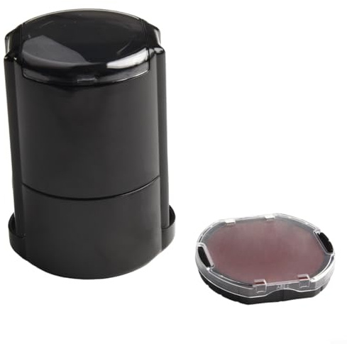 Tampon encreur rond avec support – Outil d'estampage en plastique de 40 mm pour le bureau et les entreprises, options de couleur rouge/bleu/noir (rouge)
