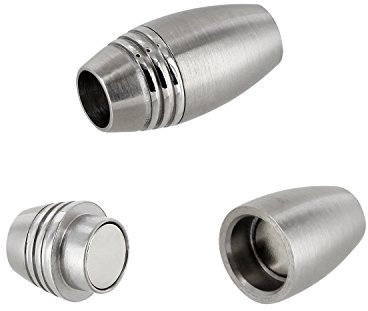 AURORIS - ovaler Magnetverschluss aus Edelstahl matt-Optik - Loch 5mm / 5 Stück