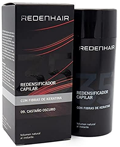 Redenhair - Microfibras Capilares de Queratina con Efecto Redensificador - Color Castaño Oscuro - Tratamiento Capilar para Hombre y para Mujer - Aportan Densidad y Volumen al Cabello - 23 g