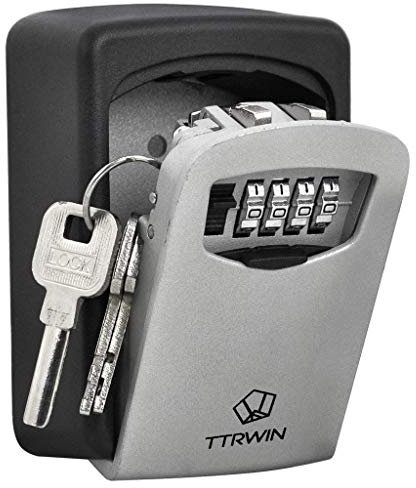 TTRWIN Cassaforte per Chiavi con combinazione a 4 cifre, Cassetta Chiavi con codice in lega di zinco impermeabile e antiruggine, per interni ed esterni