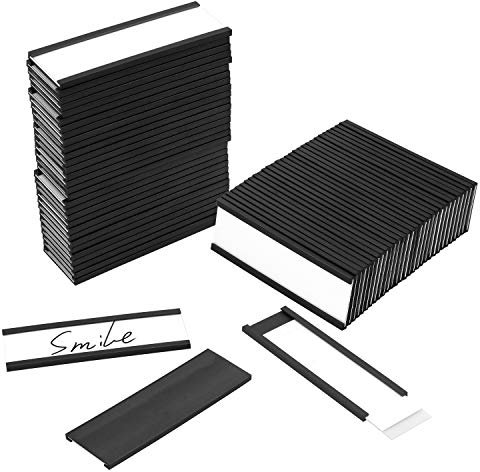 Meetory Etiketten Magnetisch 25mm x 75mm, 30 Stück C-Profil Etikettenträger, Magnetschilder mit Papiereinlage und Schutzfolie, Namensschilder Magnet für Metallregal, Schließfach und Whiteboard