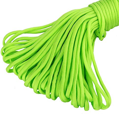 King of Trade Paracord 550 Fallschirmschnur Schnüre Nylonleine 4 mm stark, 5 m lang Farbe neon grün