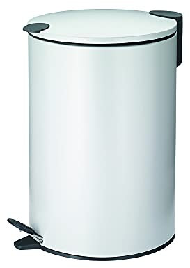 kela Mats Pattumiera a Pedale, Metallo, Bianco, 12 l