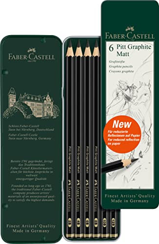 Faber-Castell 115207 - Set de crayons Pitt Graphite Matt, 6 pièces, dureté 2B - 12B
