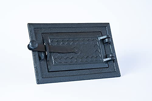Euro Sezam - puerta de horno de hierro fundido negro - puerta de horno maciza y gruesa - puerta de horno de pizza - DZ067 - puerta simple con cerradura de puerta - 255x170 mm