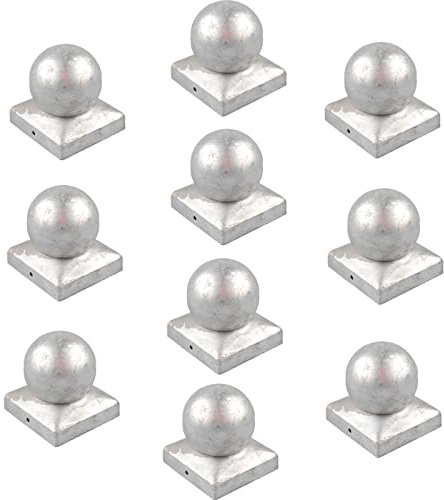 Baumarktplus 10x Pfostenkappe verzinkt Abdeckkappe für Pfosten Kugel 91 mm 9 x 9 cm