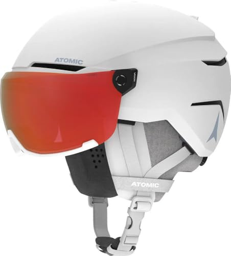 ATOMIC SAVOR VISOR PHOTO Skihelm mit Visier - White Heather - Größe M - Maximale Stoßdämpfung - Active Aircon Belüftungssystem - Hochwertige Verspiegelung für klare Sicht