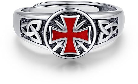StoryMidir Bague de chevaliers templiers pour hommes et femmes, argent sterling 925, bague de croix réglable, amulette, bijouterie religieuse