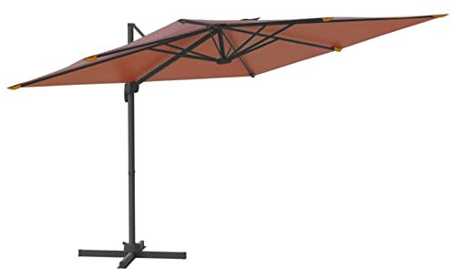 Camerina Ampelschirm mit Aluminium-Mast Windsicherung Ampelschirm Sonnenschirme FüR Terrasse Garten Sonnenschirm Terrakotta 400x300 cm