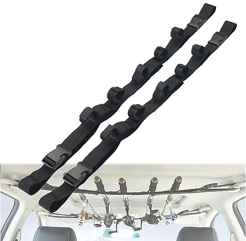 YULIAO 2 Piezas Soporte para Caña de Pescar para Vehículos, Soporte para Cañas de Pescar para Coche, Correa Fija para Caña de Pescar para Coche, para Camiones, Vehículos, SUV, Furgoneta (5 Agujeros)