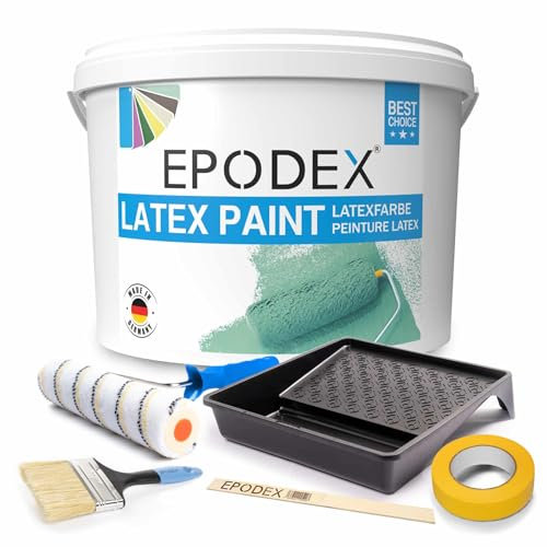 EPODEX® Vernice in lattice opaca, resistente all'abrasione, lavabile, resistente, inodore, elevata opacità, set di accessori, 45 colori, bianco polare, colorato, 1-50 kg
