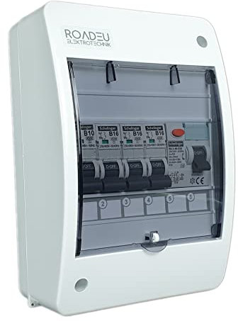 RoadEu - Centralino e quadri di distribuzione da parete con Interruttore Differenziale 40A 2P, Interruttori magnetotermici B16A B10A. Scatola portafusibili - Quadro di Distribuzione 230V
