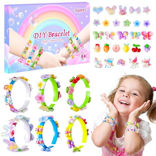 TsuperU Licorne Cadeau Fille 5-12 Ans Enfant Jouet, Kit Bracelet Fabrication Creation Bijoux Calendrier De L'Avent Fille IdéE Cadeau Noel Anniversaire Jeux Creatif Breloques Paques Enfant