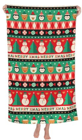 Herren Damen Strandtuch Großes Strandtuch „Frohe Weihnachten“ Handtücher Klassische Poolhandtücher Niedlich Microfaser Handtücher Für Strand Sport Hotels