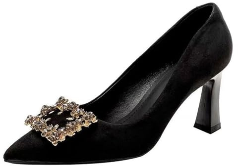 Generico Damskor med klack Vår Pumps Bekväma Högklackade Sandaler Mary Jane Högklackade Skor Höga Heels Erbjudande Brudskor Slingback Party Bröllop Skor Kontorsskor, Svart, 35 EU
