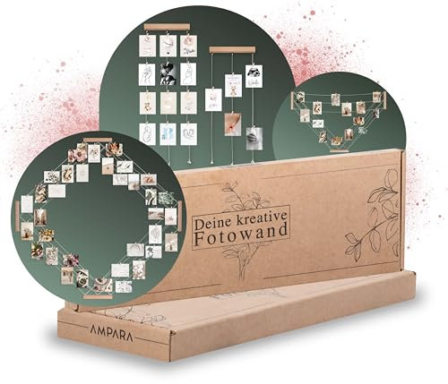 Ampara® Kreative Fotowand, Fotocollage, Bilderwand | Verstellbar & Einzigartig | Bilder, Zeichnungen, Fotos aufhängen, Bilderrahmen Collage