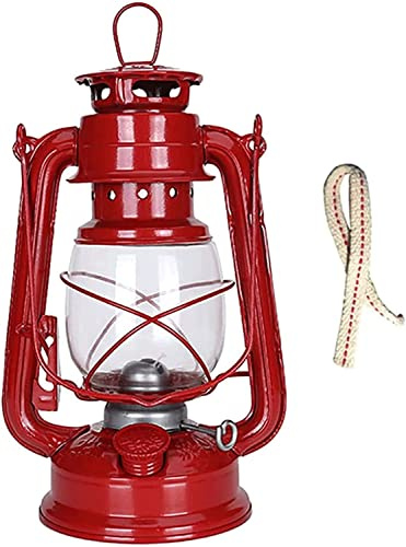 Kerosinlampa av glas Oljelampa, Fotogenlampa Antik glasmetalloljelampor med 2 vekar Stor hängande lampa Bordsdekor fotogenlykta(Red)