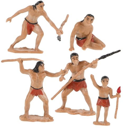 Kisangel 5 Stücke Primitives Menschenspielzeugmodell für Rollenspiele Harzmodell Jagdszenen Dekoration für Ausstellungen Sandkasten und Sammlungen