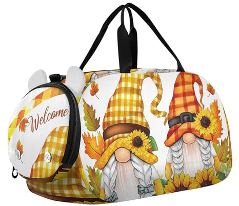 Colorido collage de razas de perros, detalles únicos de expresiones, bolsas de lona para viajes, bolsas de noche para niños pequeños con correa para el hombro, bolsa de lona para niños, Gnomos cálidos