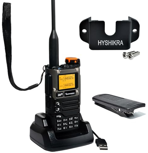 Quansheng UV-K5(8) Orange VHF UHF Portable Walkie Talkie FM NOAA UV-K6 Two-way Radio for Outdoor/Warehousing and logistics/navigation/industrial production (Black, with Radio Holder)