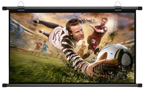 Pantalla de Proyección Manual Enrollable, Pantalla Proyector de 60, 72, 84 y 92, 16:9 4K Full HD Tela Proyector con Ganchos, para Montaje en Pared o Techo, para Escuelas y Oficinas(84inch)