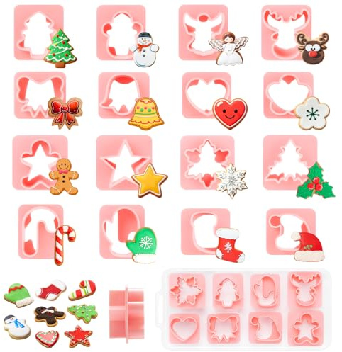 MELLIEX 8 Piezas Mini Moldes Galletas Navidad, Cortadores de Galletas Navidad de Plástico de Doble Cara Formas Bolachas Natal para Cookie Fondant Decoración de Pasteles