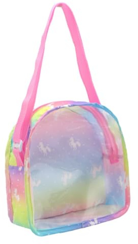 Hemobllo Sac de Rangement Transparent 7,09 x 6,69 x 2,56 pouces – Pochette compacte pour accessoires poupée & biberons, visibilité instantanée, sangle de transport, rangement voyage & maison pour fill