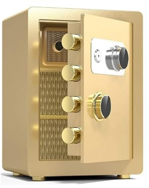Coffre-fort Coffre-fort de bureau en acier, ignifuge, étanche et antivol, avec combinaison mécanique à clé, for hôtel et famille Caisse(Gold,45x38x32cm)