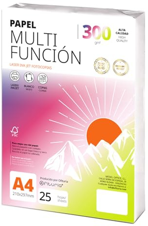 Feuilles A4 300g, papier polyvalent pour imprimante, feuilles pour projets, illustrations, lettrage, cartes et projets créatifs professionnels, pour bureau, matériel scolaire - Ofituria (300g, 25h)