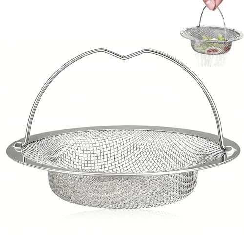 1 Tappo per Lavandino Cucina Multifunzione in Acciaio Inox - Nuovo Filtro Anti-Intasamento e Scolante, Diametro 11 cm, Per Lavello da Cucina e Scivolo, Design Pratico per Pulizia di Vasca e Pavimento