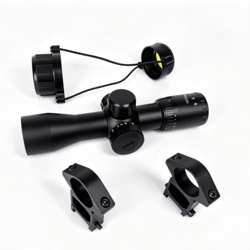 Lunette Carabine 4X30 Tactique, Réticule Rouge Vert 5 Niveaux Luminosité, Optique Chasse Compact Alliage Aluminium avec 2 Anneaux de Montage Inclus