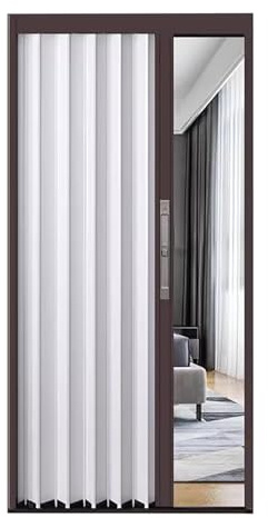 203 cm hög Concertina hopfällbar dörr, dubbelvikbara inre aluminiumdörrar, platsbesparande infällbar skjutbar ladugårdsdörr med lås och nyckel för hem och kontor