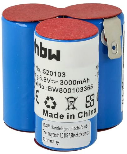 vhbw batteria compatibile con AEG Classic 1 home cleaner (3000mAh, 3,6V, NiMH)