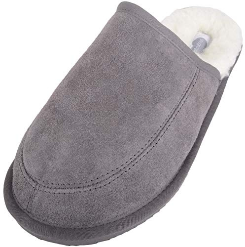 SNUGRUGS Ciabatte in lana d'agnello con suola leggera, Grigio (Grigio), 45 EU