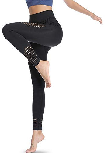Leggings Damen Sport Sporthose Sportleggins Lang High Waist Leggins Hose Yogahose Small Schwarz
