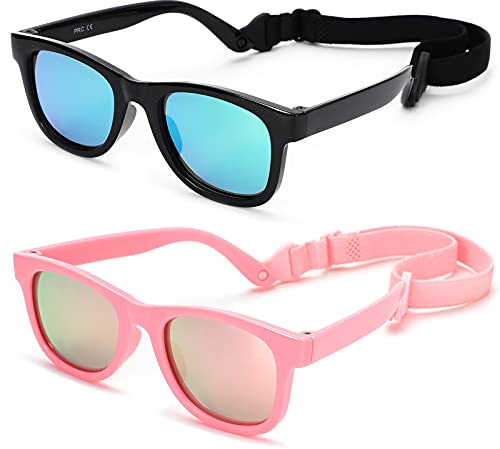NULOOQ Flexible Polarized Baby Sunglasses with Strap for Infant 0-18 Months