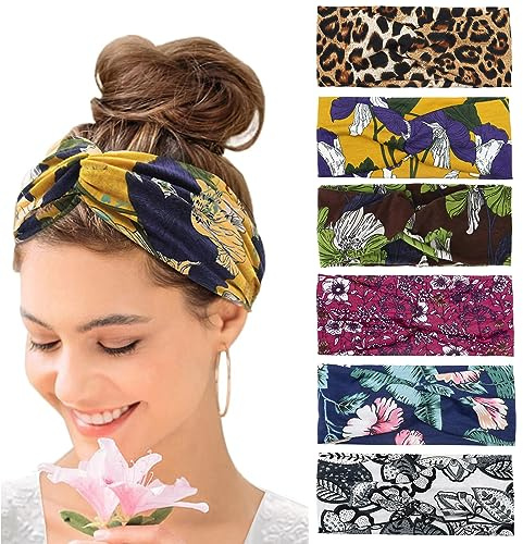 Kavya Fasce Capelli Donna Largo Elastico Morbido Estate Boho Stampa Accessori Sportiva Yoga Bandana Donna Multicolore (multicolore-2)