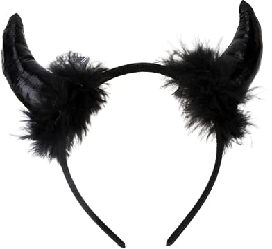 Corna da Diavolo Orecchie di Diavolo Halloween Copricapo Cornuto,Nero