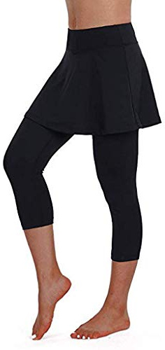 Leggings para mujer con falda para yoga, pilates, tenis, golf, pantalones opacos, falda deportiva con abertura lateral, falda de tenis con pantalones, para correr, fitness, entrenamiento, escort,