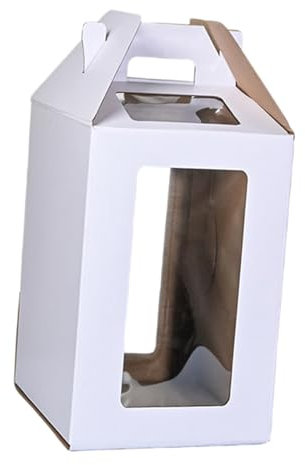 Gralara Scatola per torte alta Contenitore per il trasporto di torte da asporto, Scatola per il trasporto di torte per la conservazione degli alimenti, bianco 25 cm x 25 cm x 30 cm