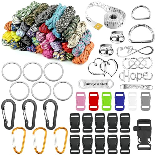 CECOMBINE Paracord Lot de 36 paracorde 3 m paracorde 550 corde en nylon multicolore corde en nylon multifonction pour bracelets de bricolage, porte-clés, camping, sports de plein air